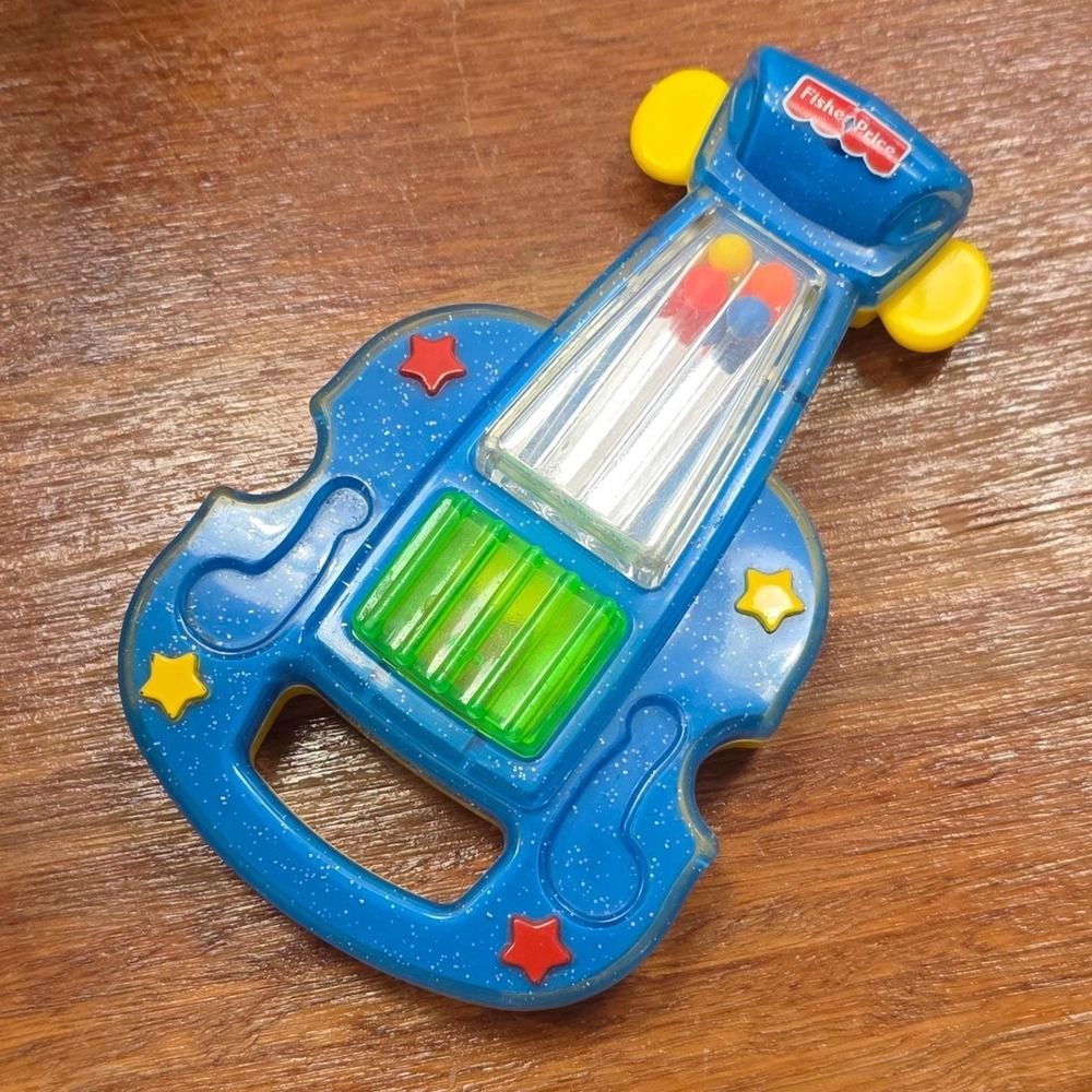 Fisher Price 1999 Vintage Musical Guitar Toy Blue Glitter 71974 Mattel Working